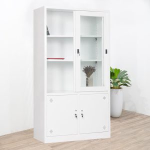 Ảnh sản phẩm Tủ sắt 2 cánh kính trượt trắng TSK-03T