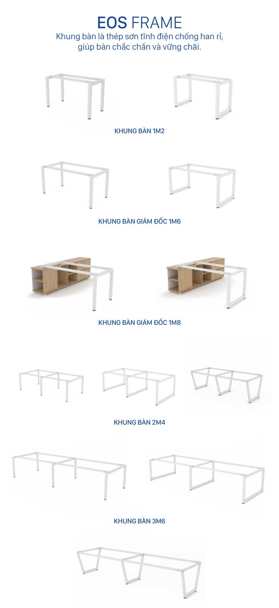 Ảnh mô tả sản phẩm - Bàn chân vuông chữ U Erid 1m2 EU12T
