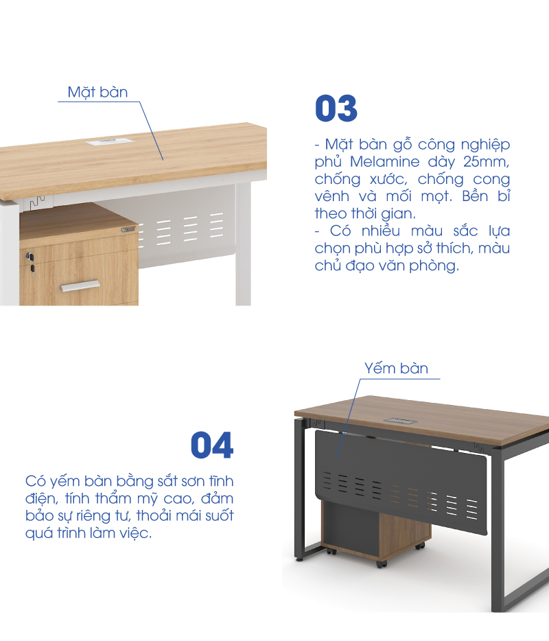 Ảnh mô tả sản phẩm - Bàn chân vuông chữ U Erid 1m2 EU12YS-D