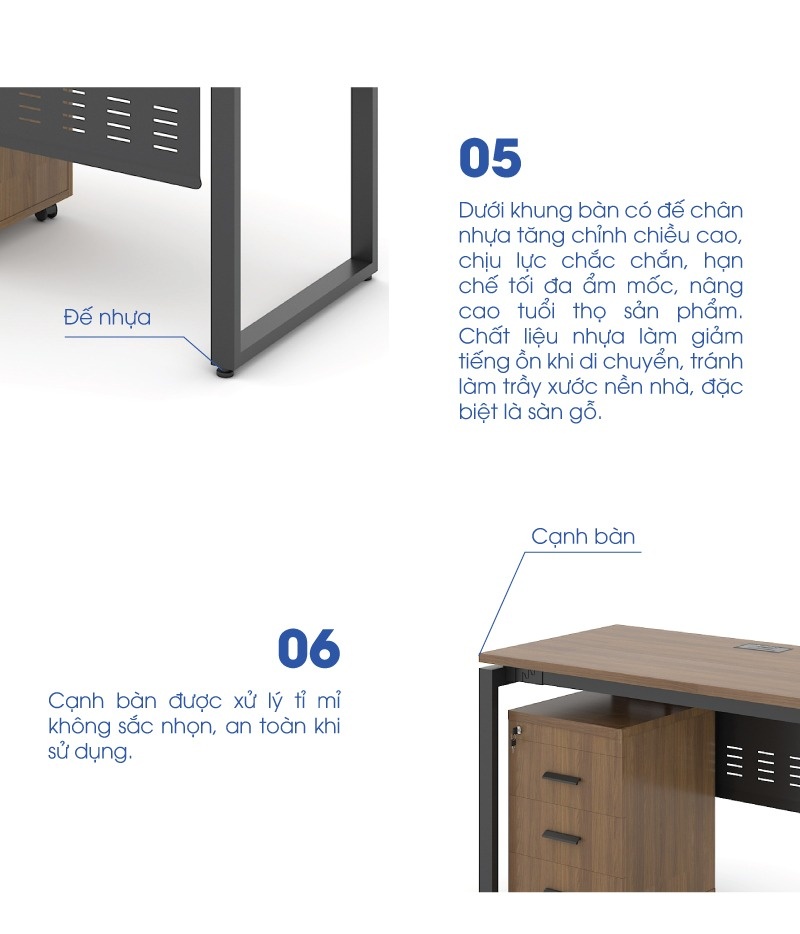 Ảnh mô tả sản phẩm - Bàn chân vuông chữ U Erid 1m2 EU12YS-D