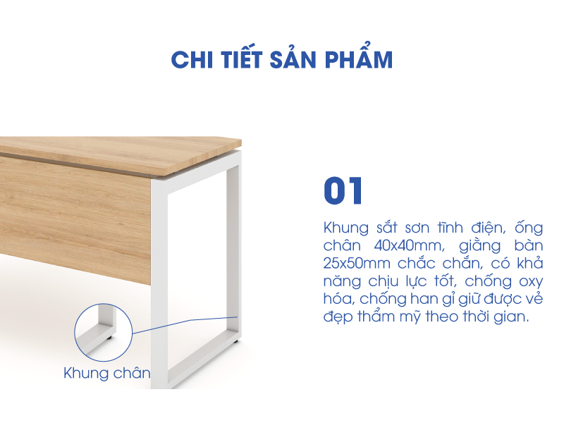 Ảnh mô tả sản phẩm - Bàn chân vuông chữ U Erid 1m4 EU14LY