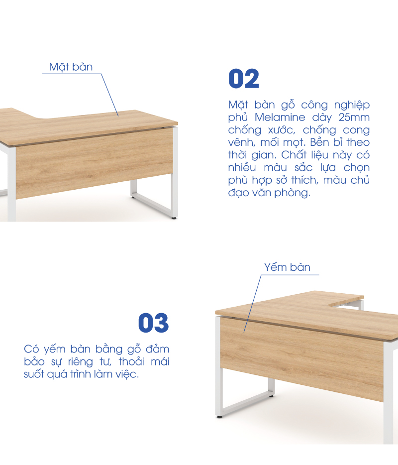 Ảnh mô tả sản phẩm - Bàn chân vuông chữ U Erid 1m4 EU14LY