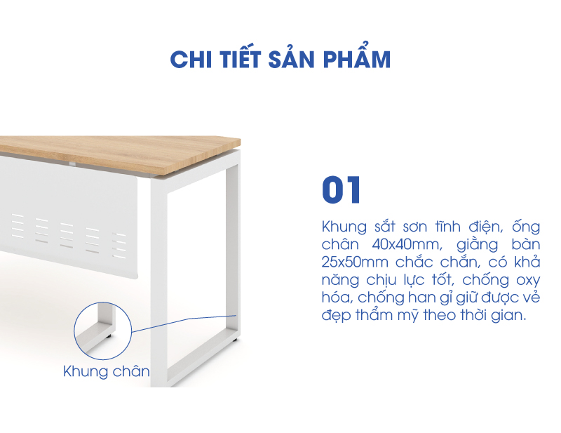 Ảnh mô tả sản phẩm - Bàn chân vuông chữ U Erid 1m4 EU14LYS