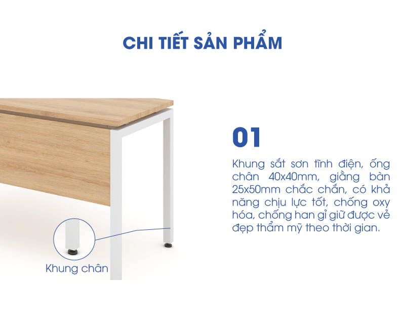 Ảnh mô tả sản phẩm - Bàn chân vuông Erid 1m4 EC14LY