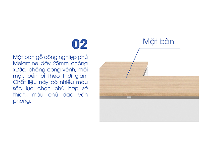 Ảnh mô tả sản phẩm - Bàn chân vuông Erid 1m4 EC14LYS-HS-2