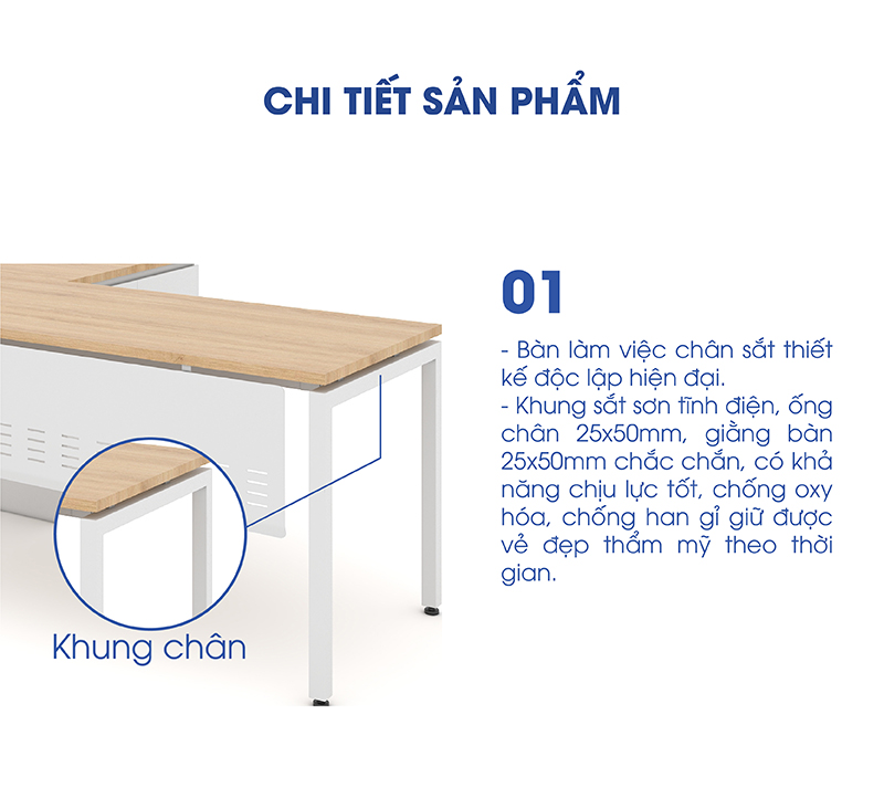 Ảnh mô tả sản phẩm - Bàn chân vuông Erid 1m4 EC14LYS-HS-2