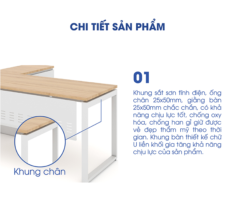 Ảnh mô tả sản phẩm - Bàn chân vuông Erid 1m4 EU14LYS-HS-2