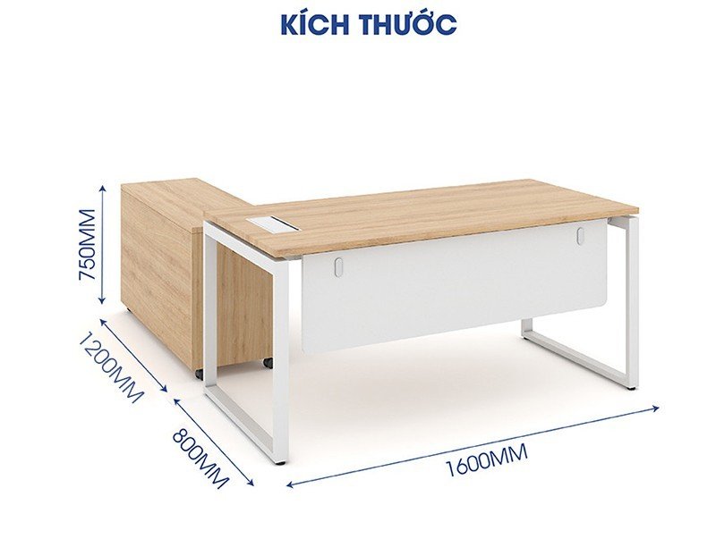 Ảnh mô tả sản phẩm - Bàn giám đốc Erid U 1m6 EU16-GD