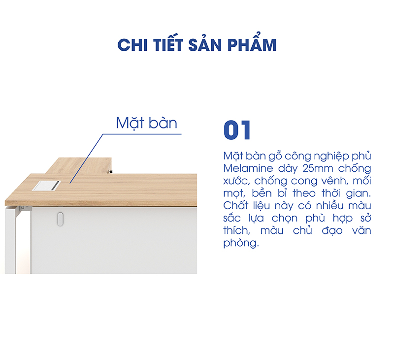 Ảnh mô tả sản phẩm - Bàn giám đốc Erid U 1m6 EU16-GD