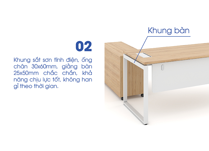 Ảnh mô tả sản phẩm - Bàn giám đốc Erid U 1m6 EU16-GD