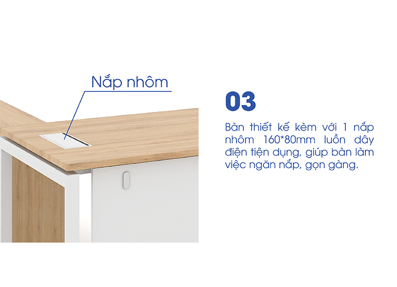 Ảnh mô tả sản phẩm - Bàn giám đốc Erid U 1m6 EU16-GD