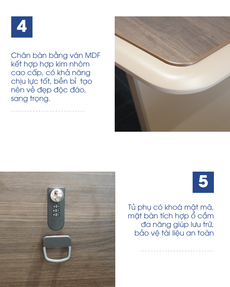 Ảnh mô tả sản phẩm - Bàn giám đốc Fancy 2m FLZZ-70A