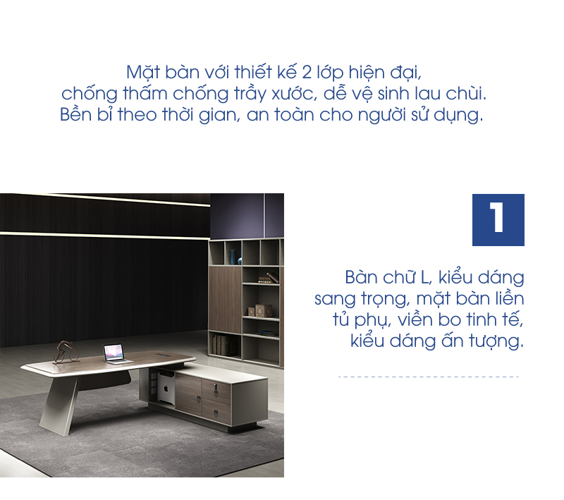 Ảnh mô tả sản phẩm - Bàn giám đốc Fancy 2m FLZZ-70A