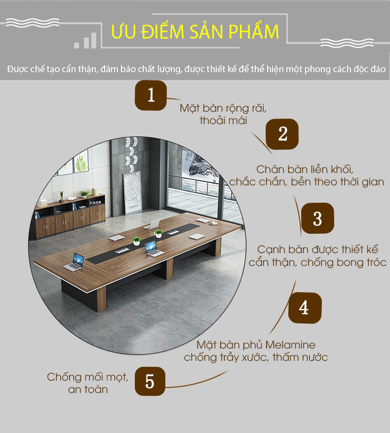 Ảnh mô tả sản phẩm - Bàn họp Shadow 4m8 S4816