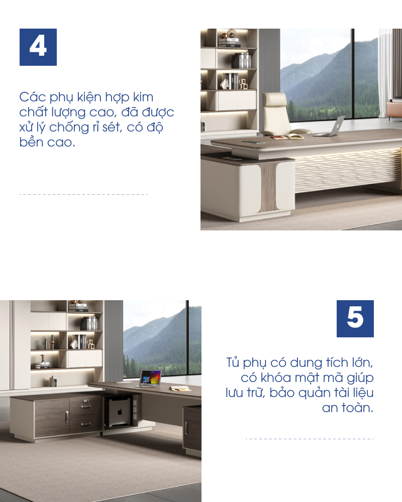 Ảnh mô tả sản phẩm - Bàn lãnh đạo WX 2m4 WE-02-2418