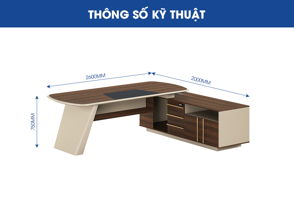 Ảnh mô tả sản phẩm - Bàn lãnh đạo Zumba 2m6 ZB-15T2620