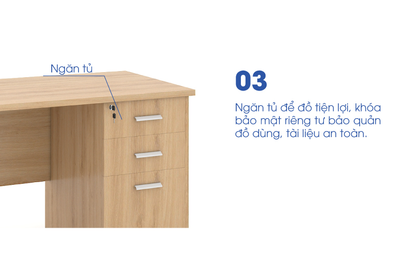 Ảnh mô tả sản phẩm - Bàn văn phòng Classic 1m2 CL12HS-3