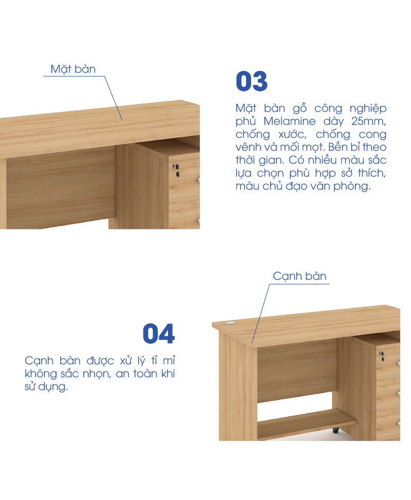 Ảnh mô tả sản phẩm - Bàn văn phòng Classic 1m2 CL12HS-9