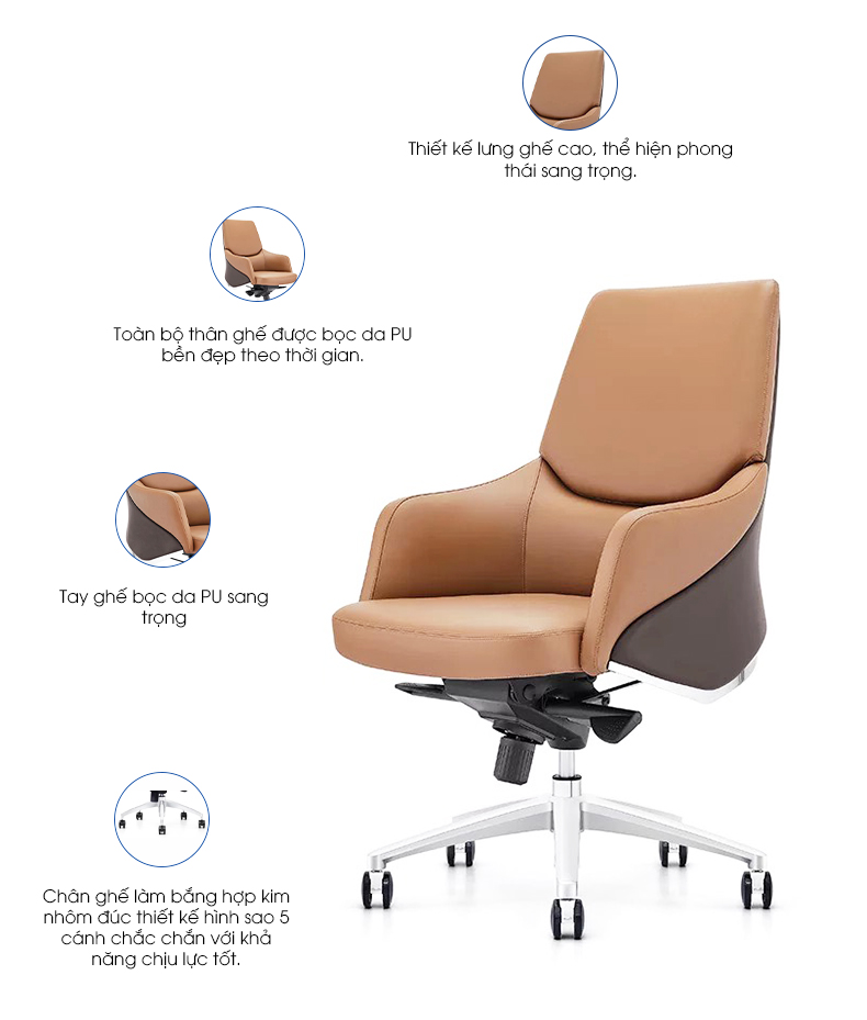 Ảnh mô tả sản phẩm - Ghế da Antlia AN-1523B