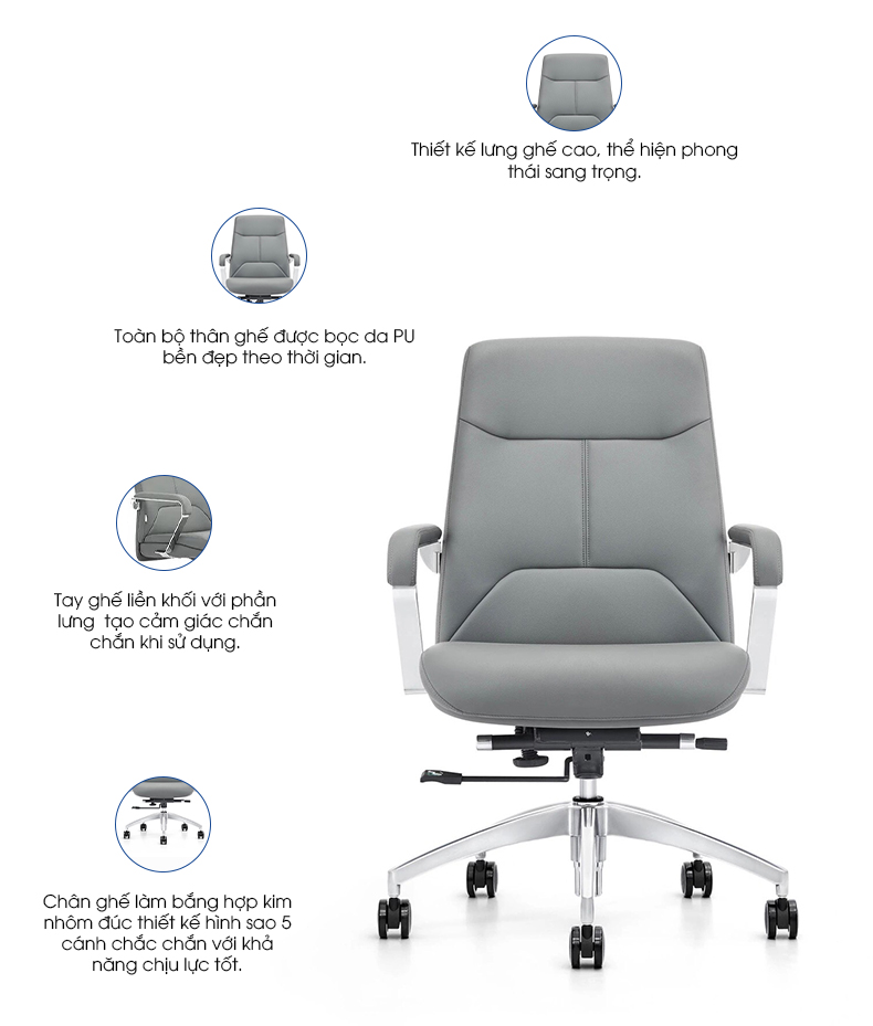 Ảnh mô tả sản phẩm - Ghế da Antlia AN-1601B