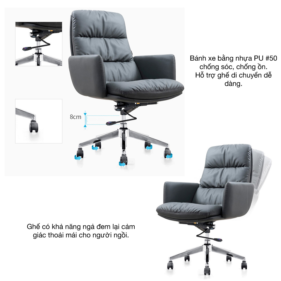 Ảnh mô tả sản phẩm - Ghế da Crux E808B