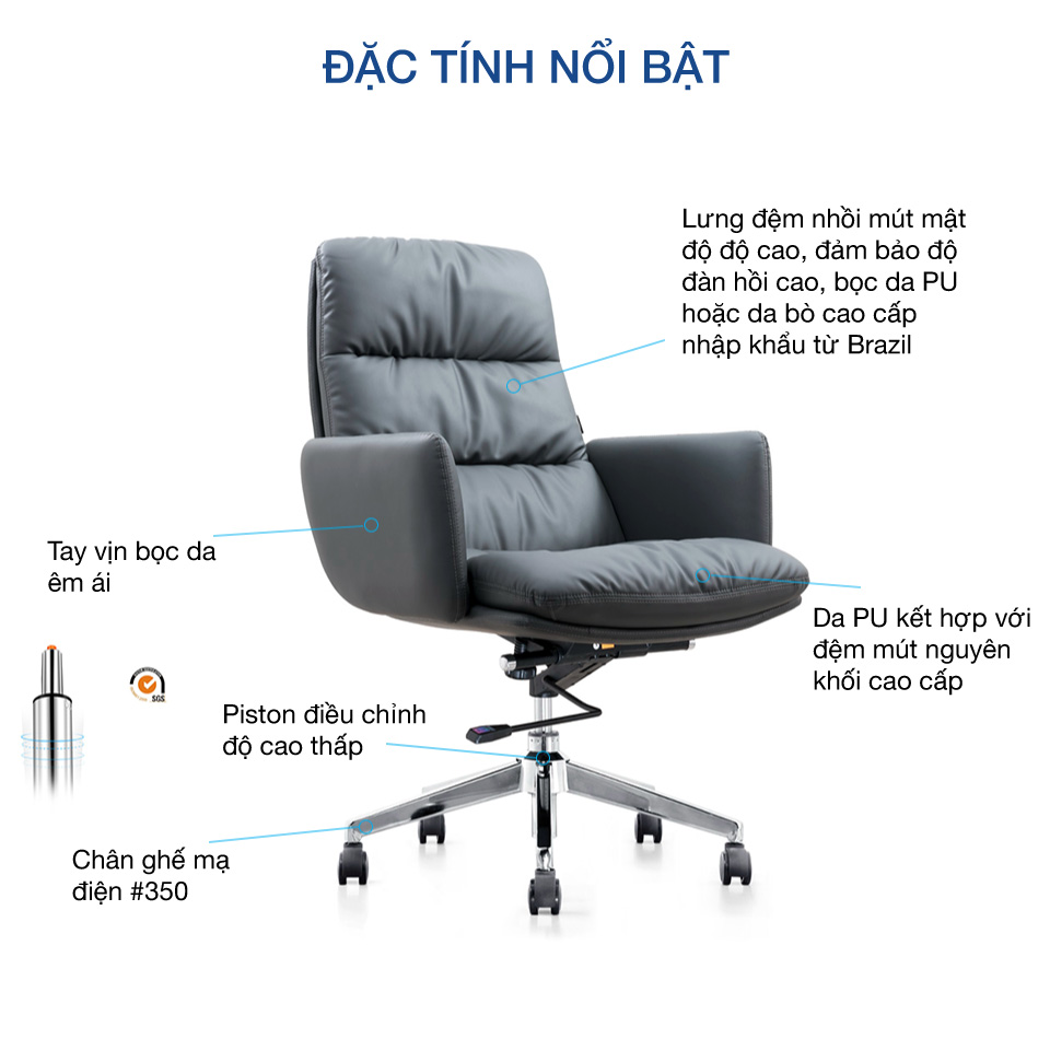 Ảnh mô tả sản phẩm - Ghế da Crux E808B