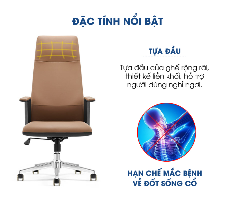 Ảnh mô tả sản phẩm - Ghế lãnh đạo da Antlia AN-001A