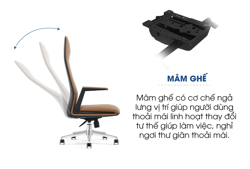 Ảnh mô tả sản phẩm - Ghế lãnh đạo da Antlia AN-001A