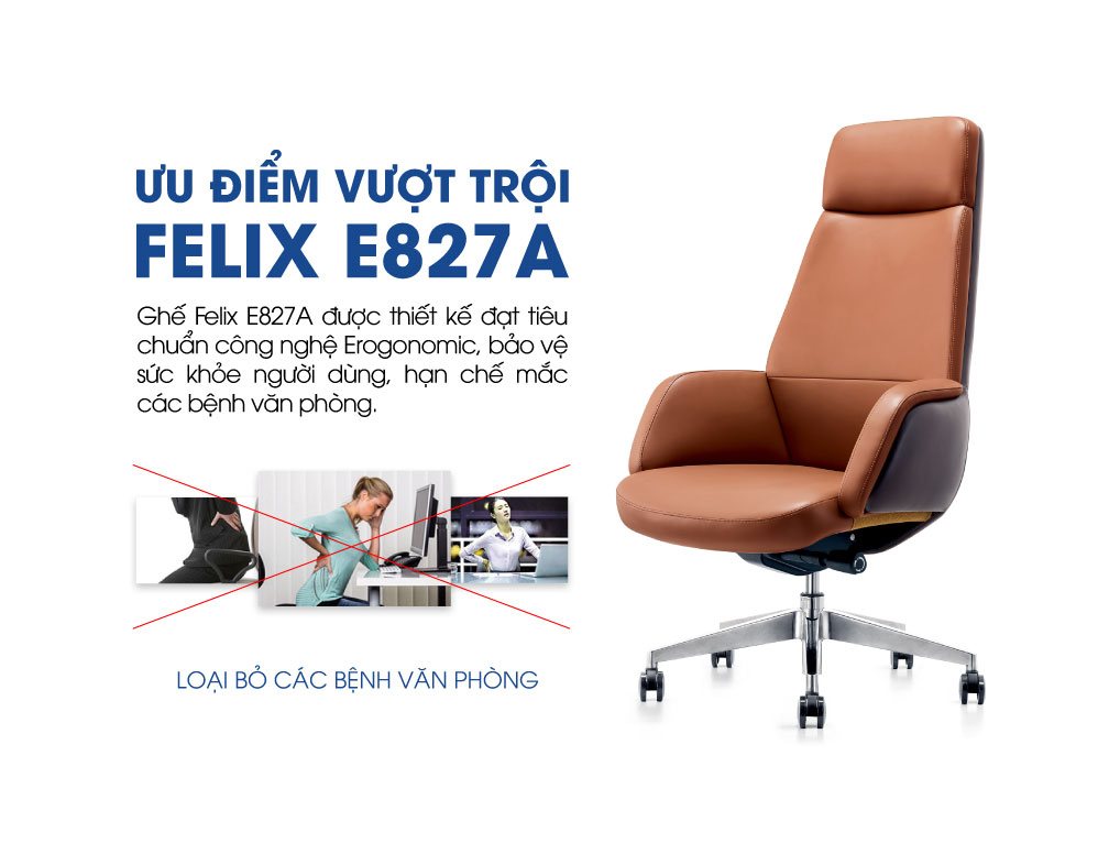 Ảnh mô tả sản phẩm - Ghế lãnh đạo da Crux E827A