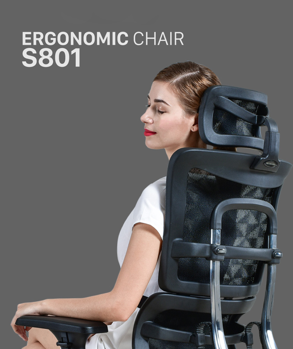 Ảnh mô tả sản phẩm - Ghế lưới công thái học Sagitta S801