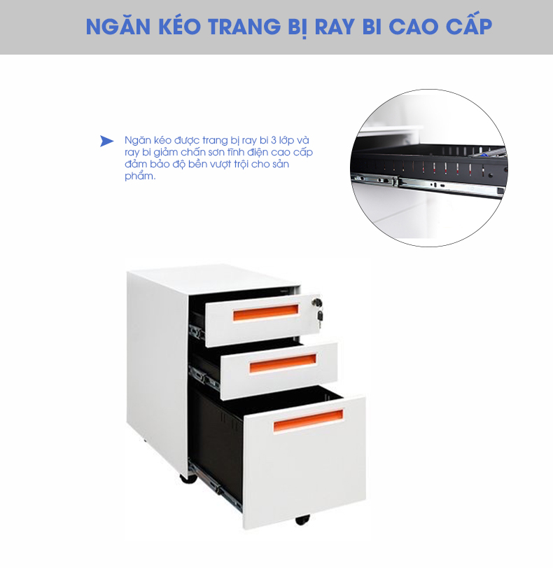 Ảnh mô tả sản phẩm - Hộc kim loại 3 ngăn HK02