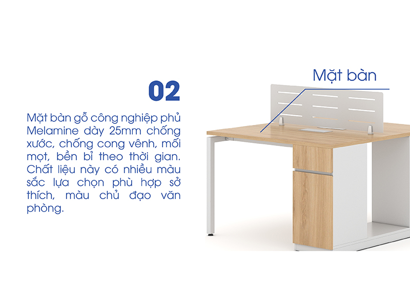 Ảnh mô tả sản phẩm - Module bàn 2 người 1m2 Erid EC1212-TP7-1