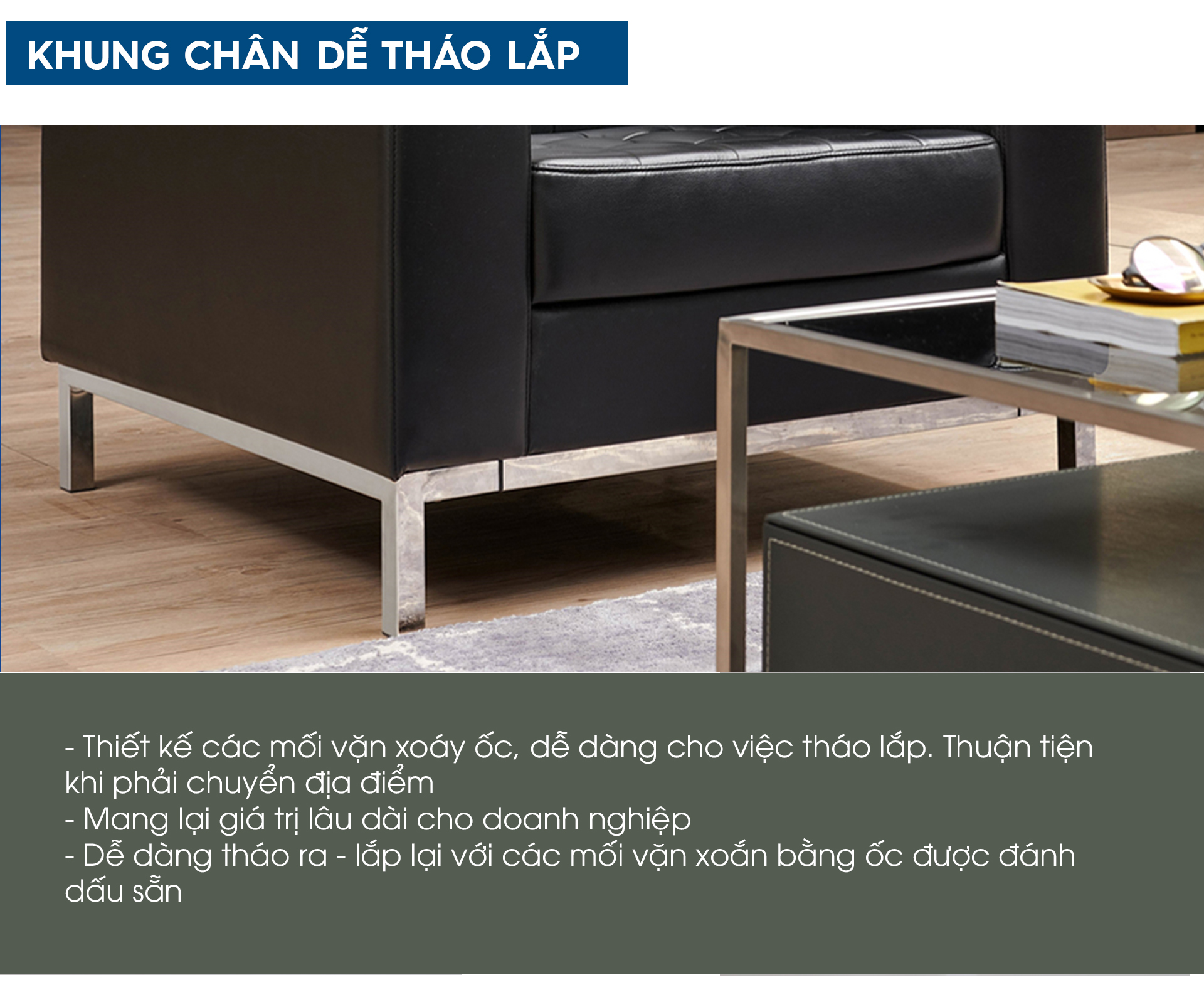 Ảnh mô tả sản phẩm - Sofa văng da cao cấp SF216-3