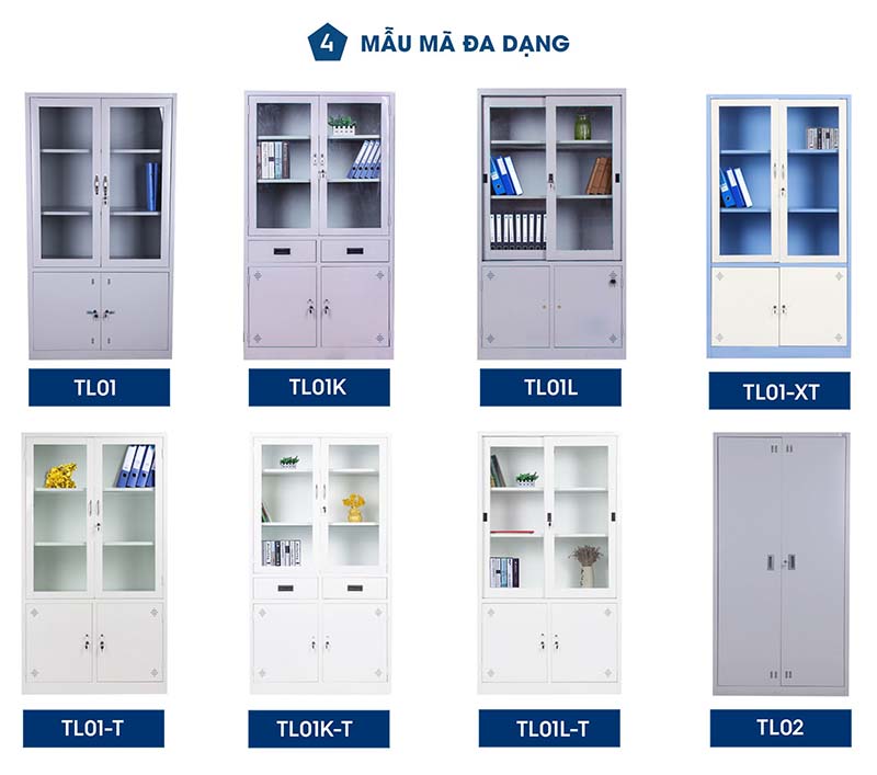 Ảnh mô tả sản phẩm - Tủ hồ sơ sắt 3 khoang kính HS02