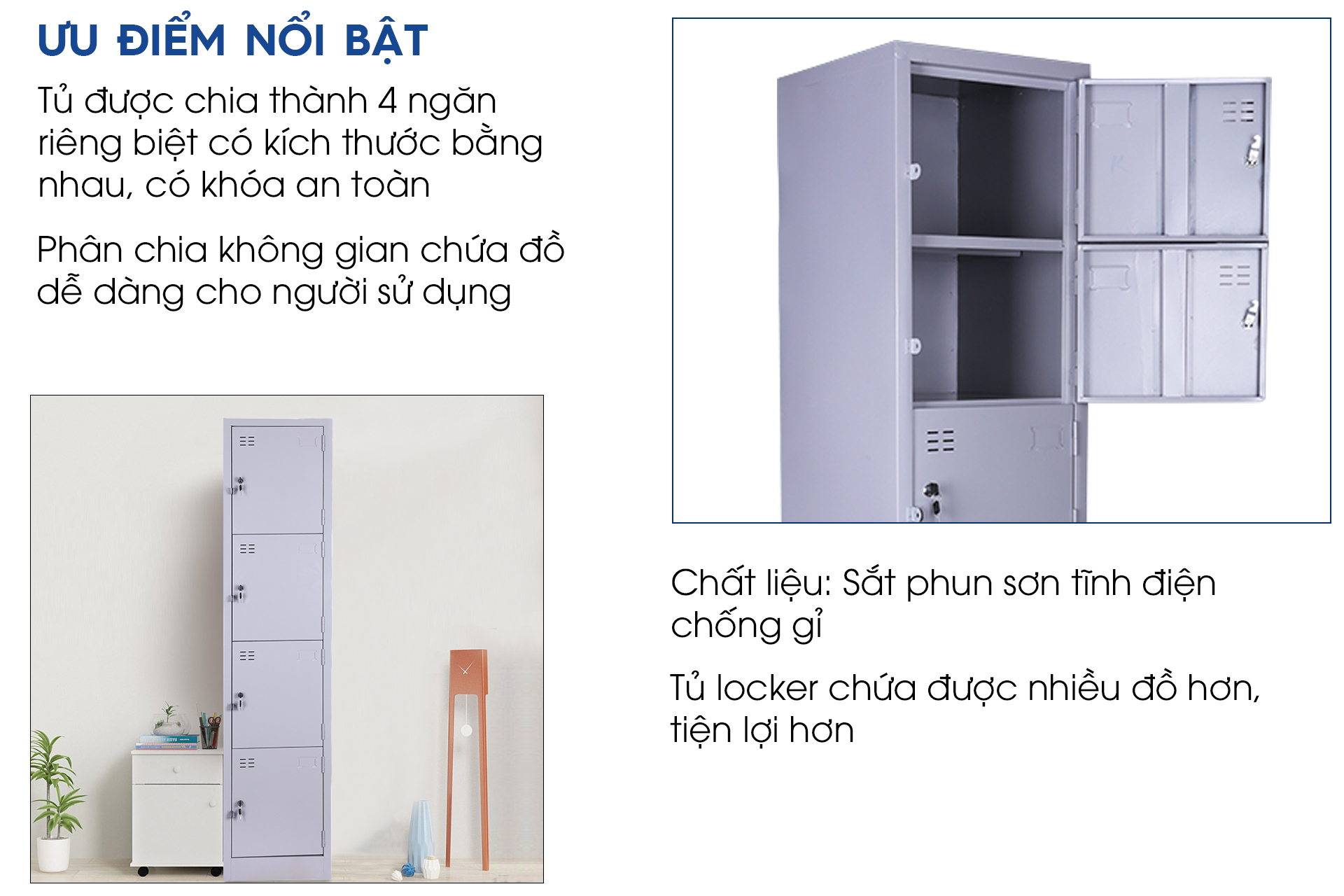 Ảnh mô tả sản phẩm - Tủ locker 4 ngăn LK4C1