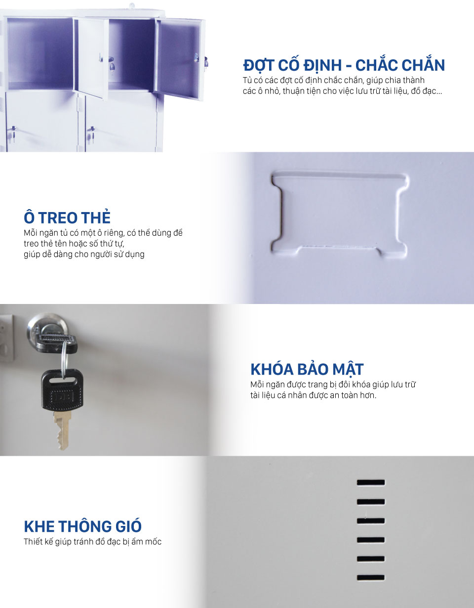 Ảnh mô tả sản phẩm - Tủ locker 6 ngăn LK6C1