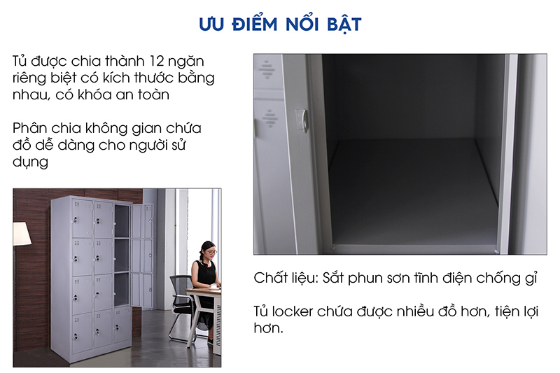Ảnh mô tả sản phẩm - Tủ locker sắt 12 ngăn LK12