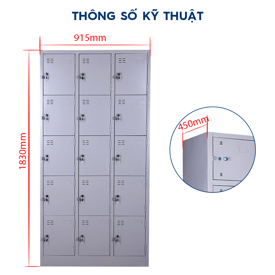 Ảnh mô tả sản phẩm - Tủ locker sắt 15 ngăn LK15