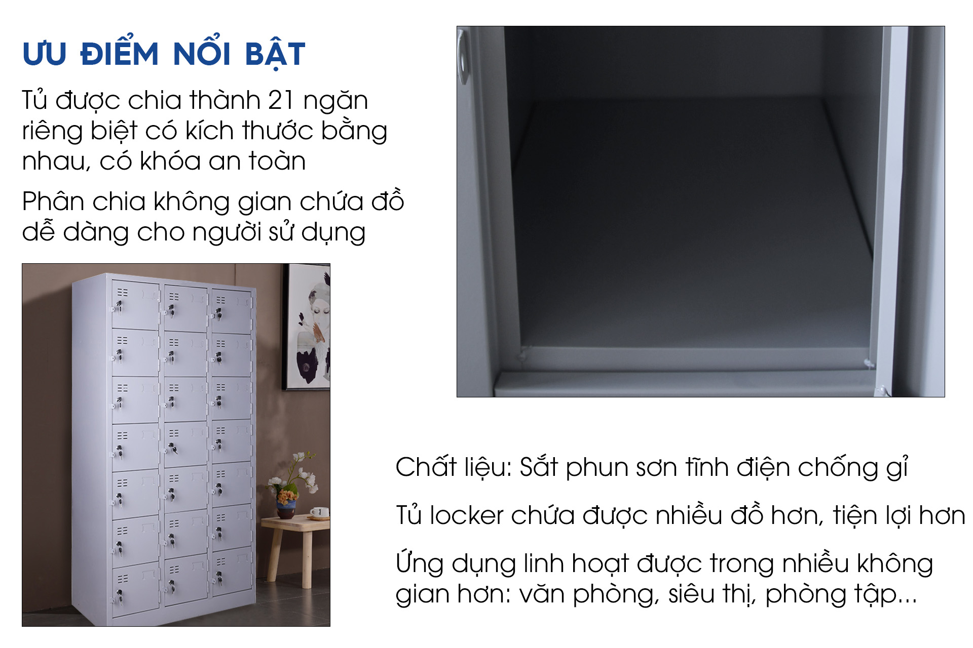 Ảnh mô tả sản phẩm - Tủ locker sắt 21 ngăn LK21