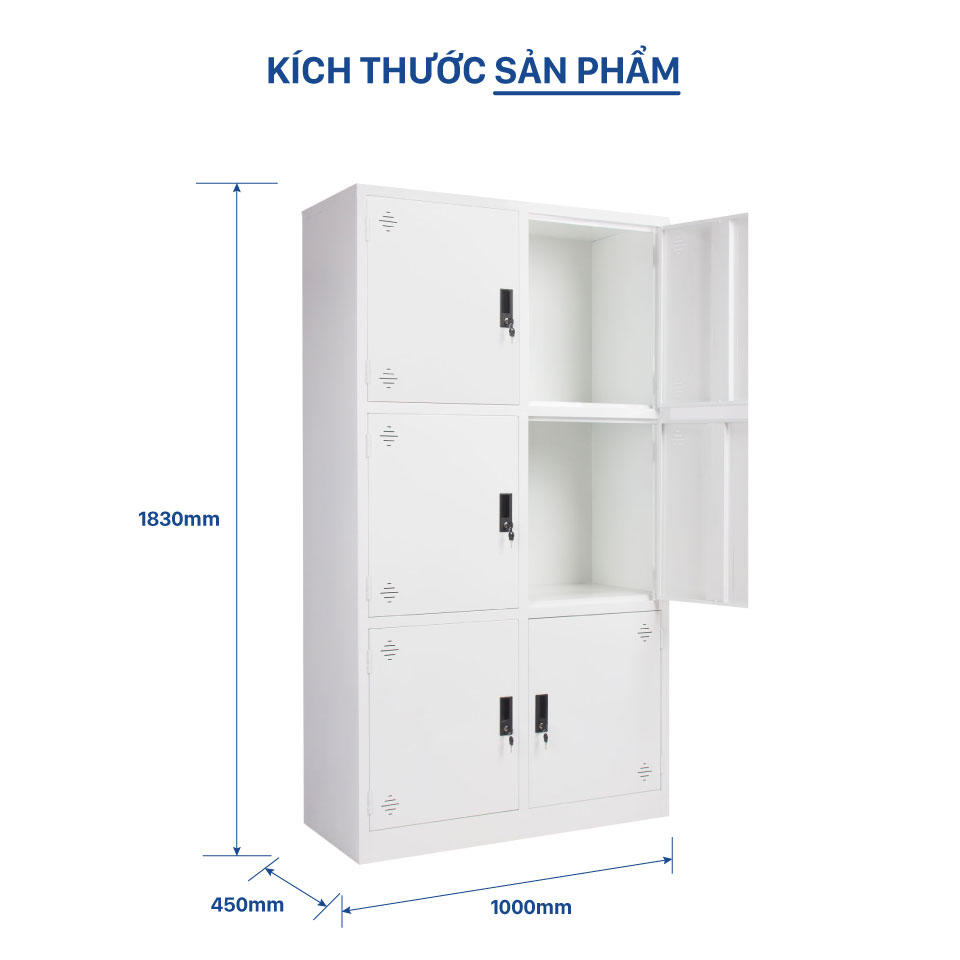 Ảnh mô tả sản phẩm - Tủ locker sắt 6 ngăn LK06-T