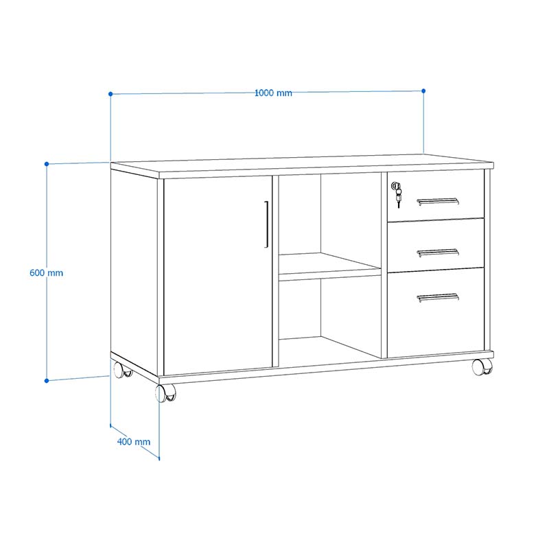 Ảnh mô tả sản phẩm - Tủ phụ di động TP2-100-T