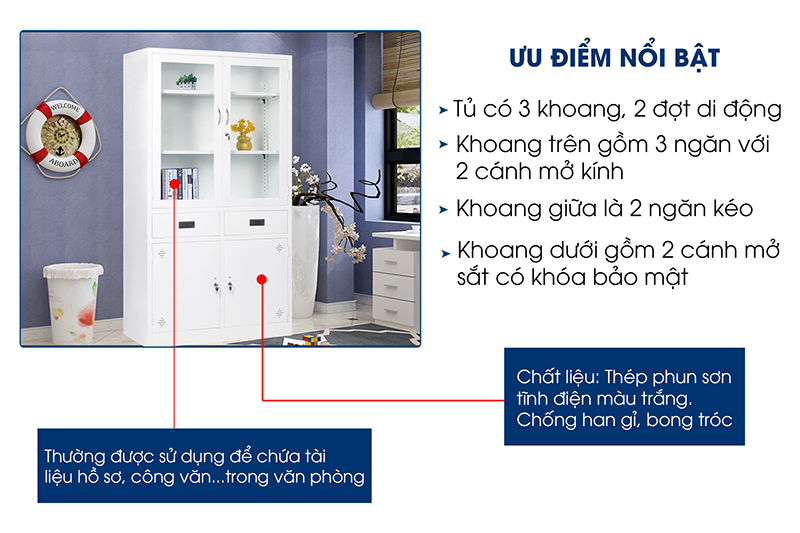 Ảnh mô tả sản phẩm - Tủ sắt đựng tài liệu TL01K-T