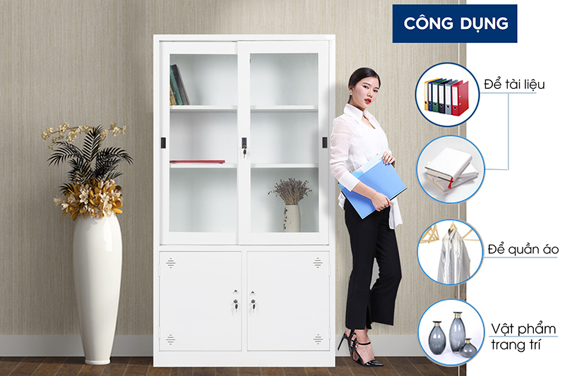 Ảnh mô tả sản phẩm - Tủ sắt tài liệu cánh lùa TL01L-T