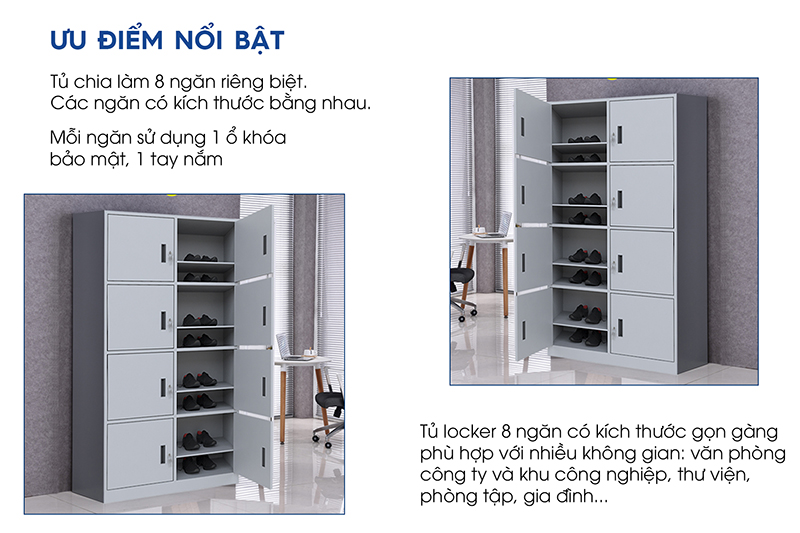 Ảnh mô tả sản phẩm - Tủ sắt tư trang 8 ngăn TT.8