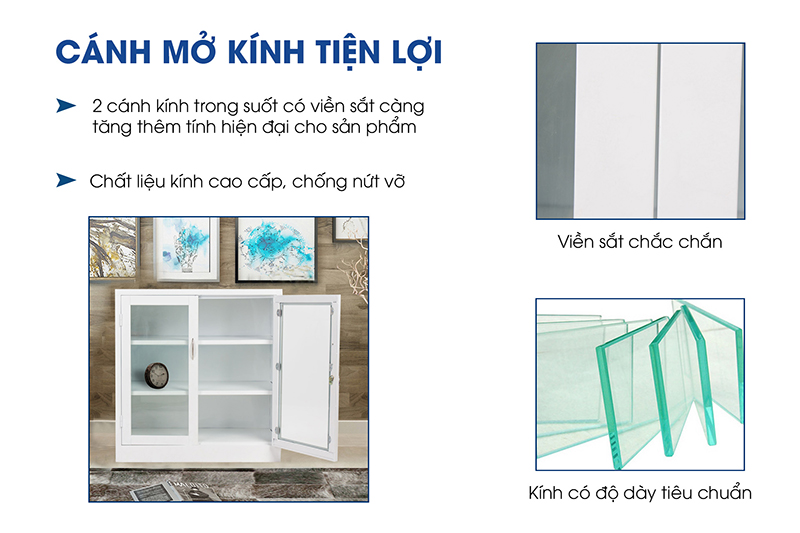 Ảnh mô tả sản phẩm - Tủ tài liệu 2 khoang kính thấp TL07-T