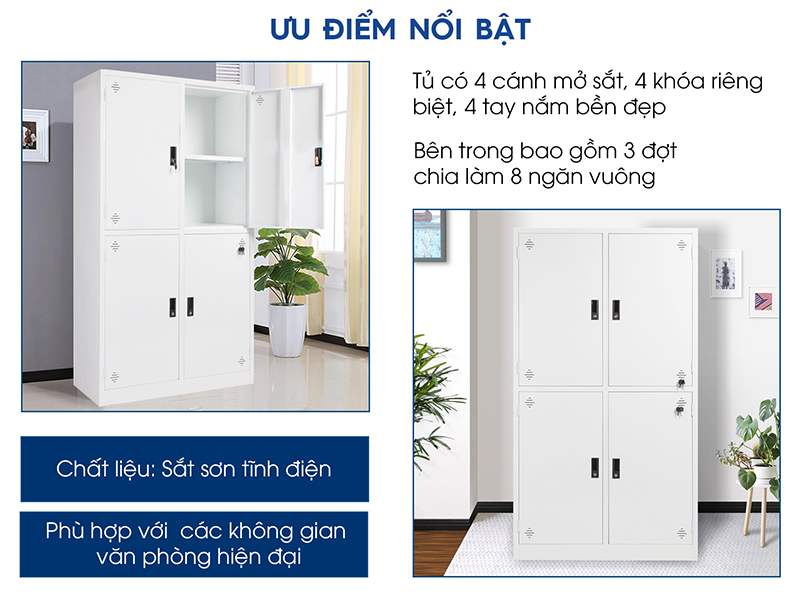 Ảnh mô tả sản phẩm - Tủ tài liệu 4 cánh sắt TL04-T