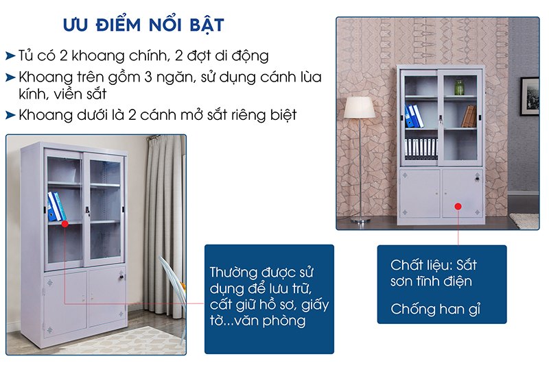 Ảnh mô tả sản phẩm - Tủ tài liệu cánh lùa TL01L