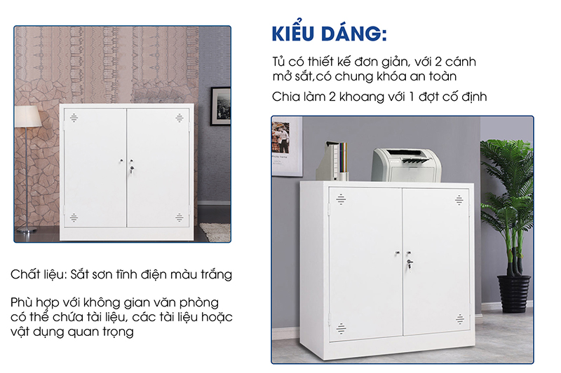 Ảnh mô tả sản phẩm - Tủ tài liệu sắt thấp 2 cánh sắt TL08-T