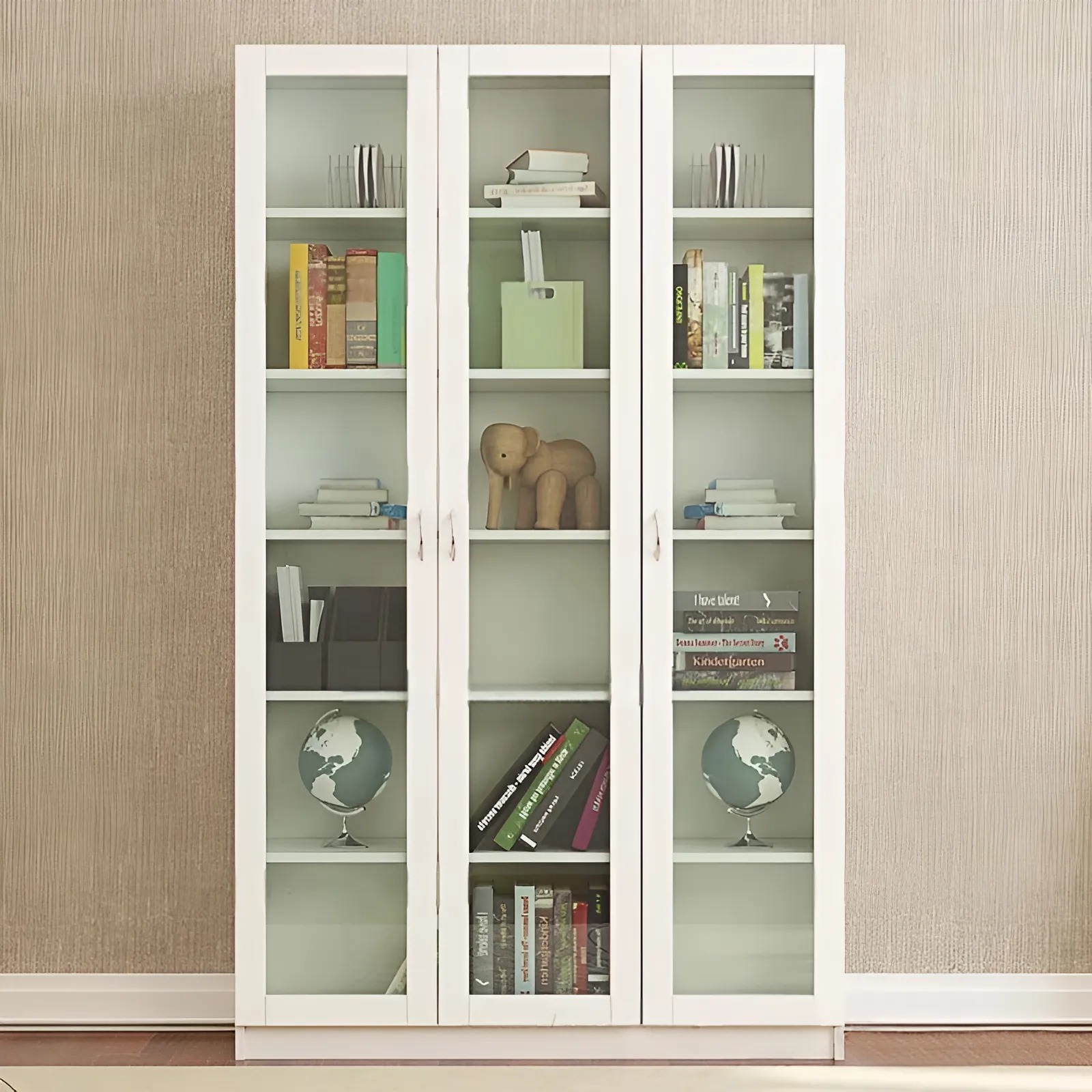 Tủ gỗ tài liệu 3 cánh kính dài –TG 82